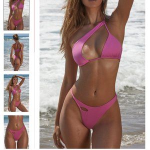 NWT - Asymmetric Cut Out Bikini in Pink